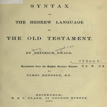 Syntax Hebrew Old Testament 1891