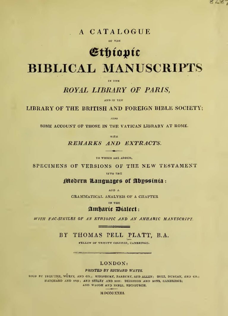Catalogue of Ethiopic Bible Manuscripts PDF