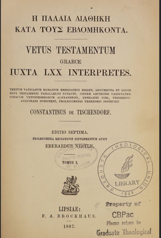 Tishendorf LXX (Septuagint) Vol1