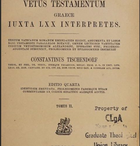 Tishendorf LXX (Septuagint) Vol2 1869